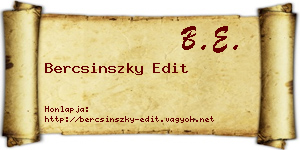 Bercsinszky Edit névjegykártya